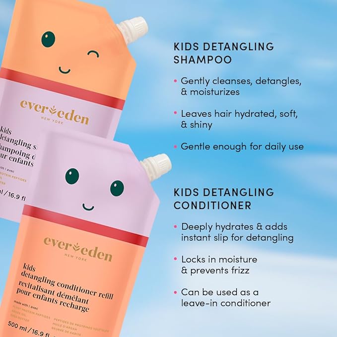 Evereden Kids Shampoo Refill, 16.9 fl oz | Detangling, Clean, Non-Toxic Ingredients | Gentle Kids Haircare-Velvo Beauty