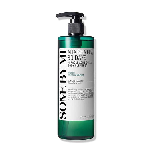 SOME BY MI AHA BHA PHA 30 Days Miracle Acne Clear Body Cleanser - 13.5oz, 400ml - Daily Exfoliating Tea Tree Acne Body Wash with Salicylic Acid - Deep Cleanses Sebum and Impurities - Korean Skin Care-Velvo Beauty