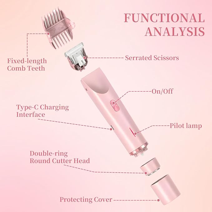 QNHMPW Bikini Trimmer for Women,Electric Razors for Women,2-in-1 Dual Head Shaver- Wet/Dry Shaver Groomer, Waterproof Hygiene Razor Used for Face, Underarm, Leg, Bikini Area(Purple)-Velvo Beauty