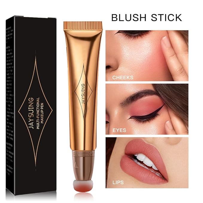 Liquid Blush Beauty Wand, Liquid Blush, Blush stick, Liquid Blush for Cheeks, Contour Beauty Wand, Natural Smooth Creamy Highlight Matte Liquid Blush Stick with Soft Cushion Applicator-Velvo Beauty
