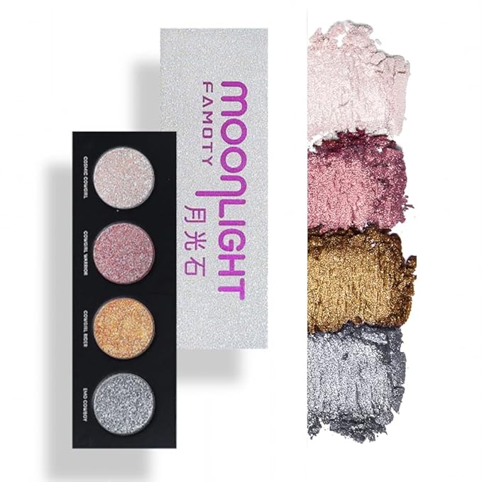 Shiny Shimmer Highlight Eye shadow Palette 4 Colors, Cosmetics Shimmer Eyeshadow Palette, Cruelty-Free and Vegan Formula, Glitter Shimmer Eyeshadow for Professional Makeup Kit (B#), Sparkly02-Velvo Beauty