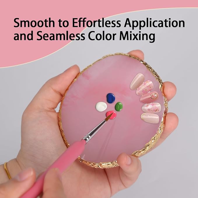 Nail Polish Palette, 2Pcs Resin Nail Art Palette, Nail Painting Mixed Color Palettes, Gold Edge Makeup Mixing Tray, Nail Supplies For Nail Techs, Nail Art Display Board(Orbicular)-Velvo Beauty