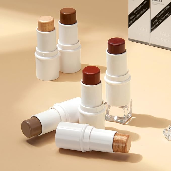 Blush Stick, Matte Cream Blush Stick for Cheeks, Eyes and Lips Natural Blush Makeup Waterproof Long Lasting(07 Rose Blush Stick)-Velvo Beauty