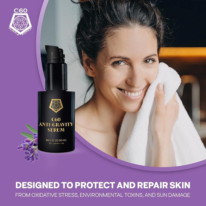 C60 Skincare - Age-Defying Antioxidant Protection - Reduce Wrinkles, Heal Skin, Non-Greasy - Face, Body, Bug Bites, Scarring - Organic Avocado Oil, 99.99% Pure (Regular, C60 Anti-Gravity Serum)-Velvo Beauty
