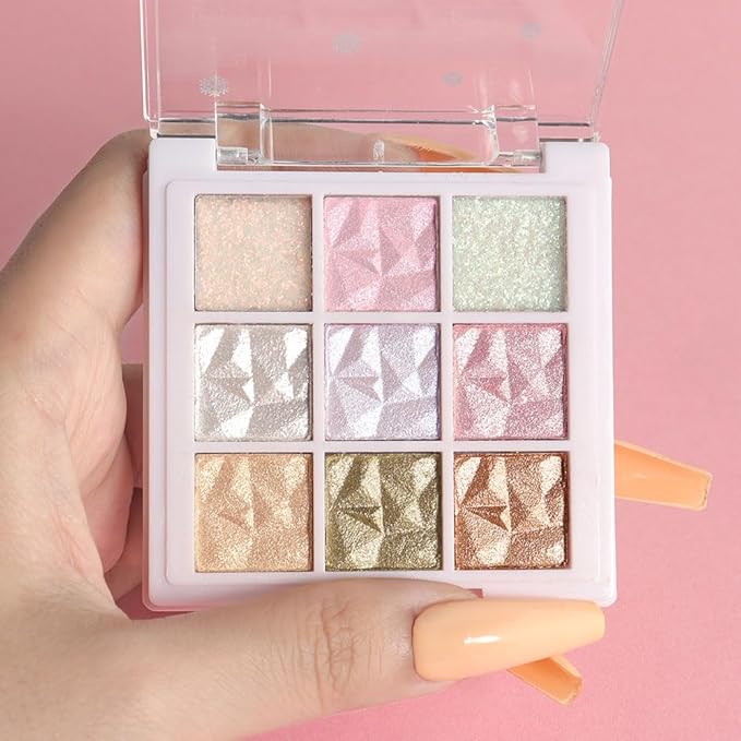 9 Colors Pink Pearl Gold Matte Shimmer Eyeshadow Palette for Eye Makeup,High Pigmented Brown Eye Shadow Primers Powder Palet de sombras de ojos-16#-Velvo Beauty