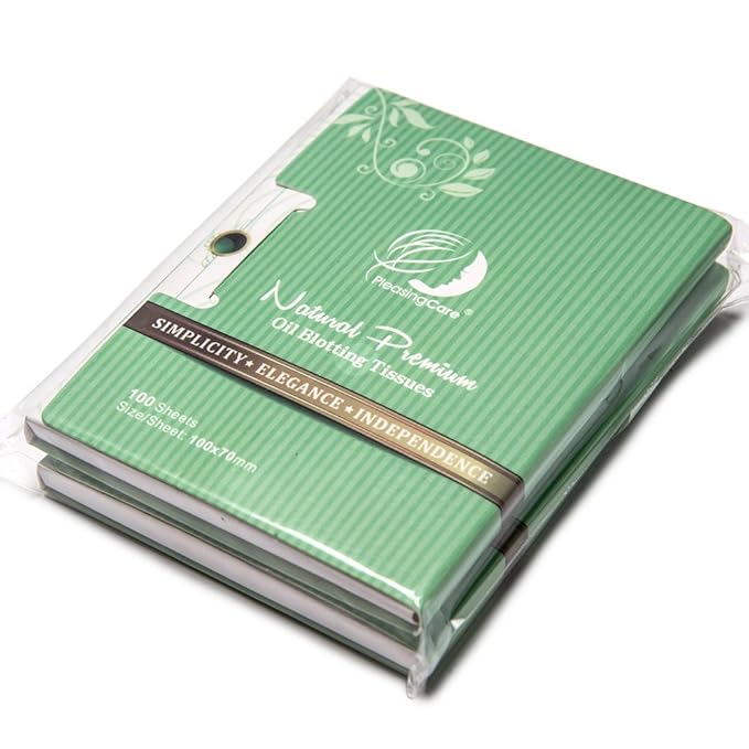 Natural Green Tea Oil Absorbing Tissues - 100 Counts, Premium Face Oil Blotting Paper - Take Only 1 Piece Each Time Design - Large 10cmx7cm Oil Absorbing Sheets, No Waste and Easy to Carry in Pocket!-Velvo Beauty