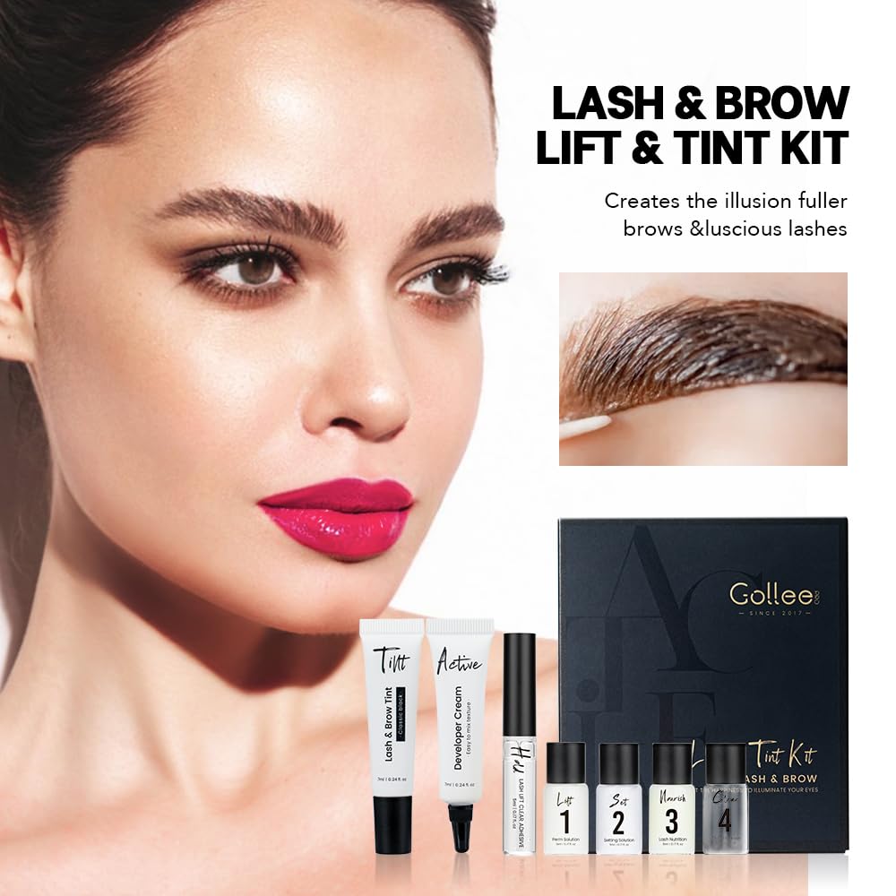 GOLLEE Lash Lift and Black Color Kit Brow Lamination Kit Black Eyelash & Eyebrow Set Eyelash Perm Kit With Detail Instruction and Complete Tools Easy For Beginner Achieve Salon-Quality at Home-Velvo Beauty