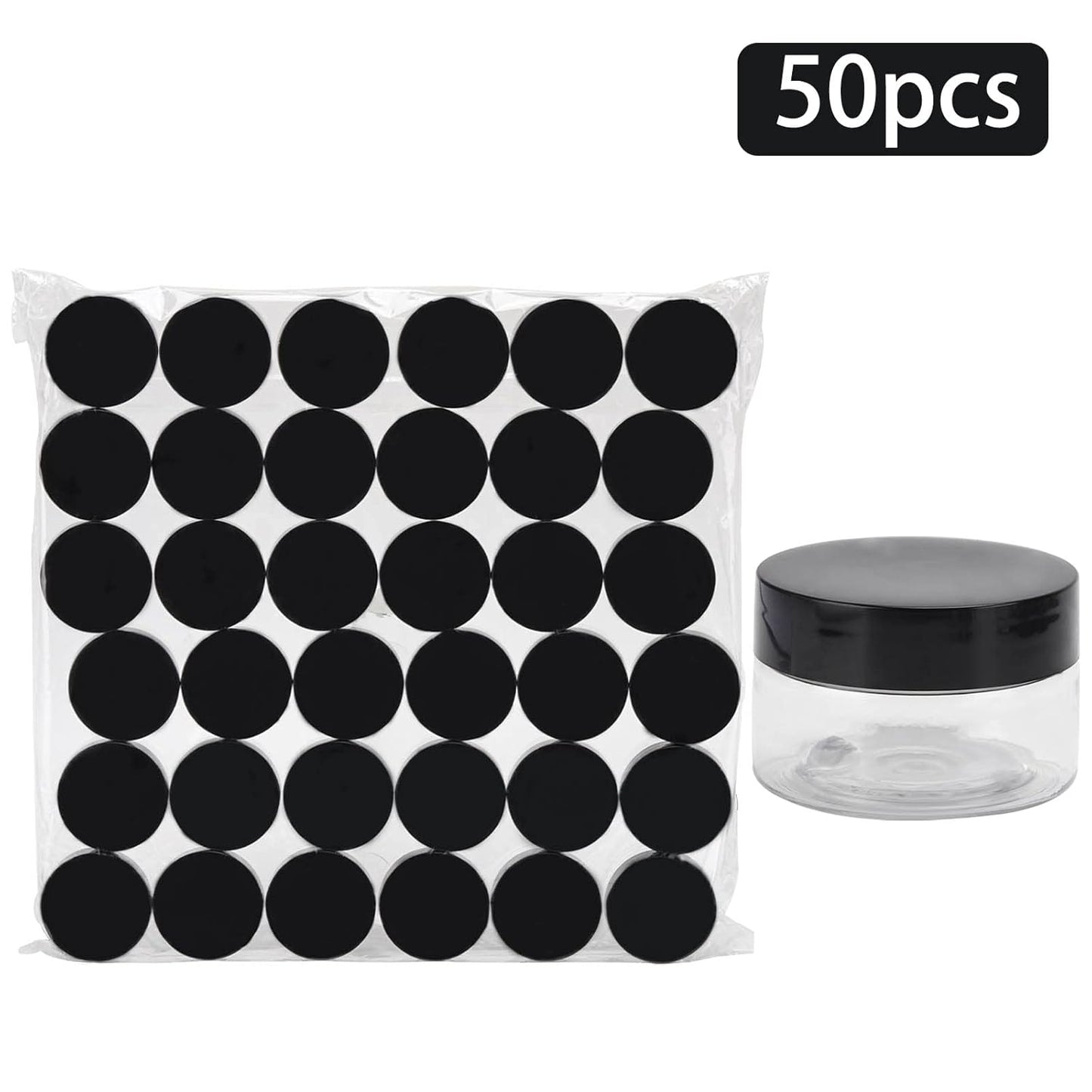 50 Count 1oz Cosmetic Containers with Lids BPA Free Plastic Sample Containers Empty Makeup Containers Refillable Cosmetic Jars Leakproof Travel Jars - Black-Velvo Beauty