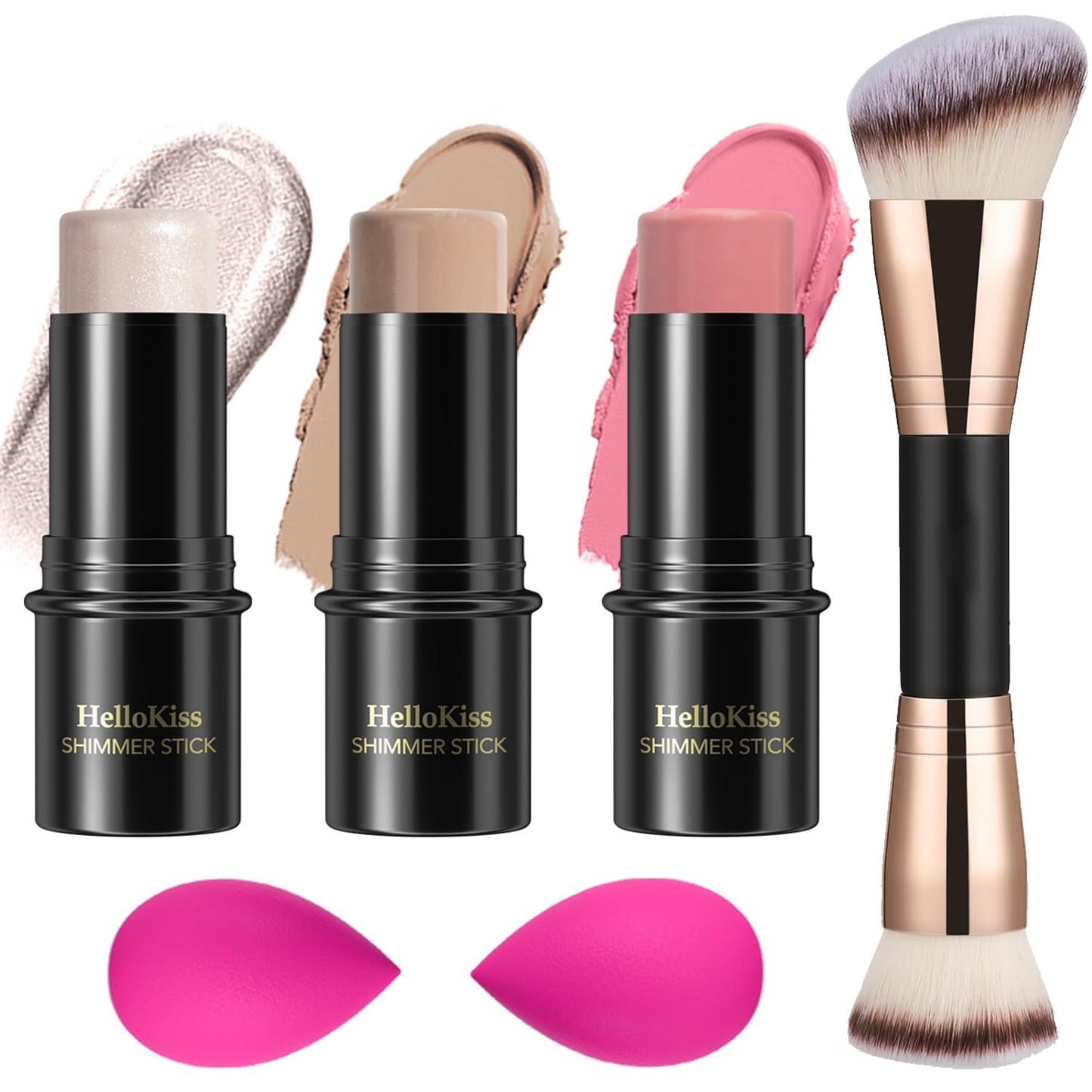 3 Pcs Cream Contour Stick Makeup Kit, Shades with Highlighter Stick, Blush Stick and Bronzer Contour Stick for Sculpt the Cheeks, Waterproof, Matte & Dewy Finish (Fair,#01+#08+#13)-Velvo Beauty