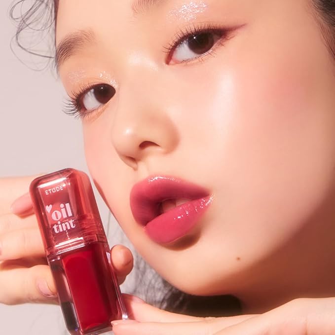ETUDE Dear Darling Oil Tint #4 Sweet Apple 4.2g | High Moisturizing and Strong Hydrating Lip Oil/Lip Gloss | Smooth and Moist Lips | Non-Sticky Lip Oil Tint For Dry Lips | K-beauty-Velvo Beauty