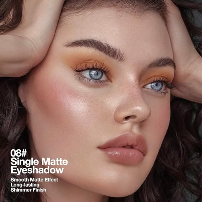 Monochrome Pressed Eyeshadow, Waterproof Neutral Powde Mini Eyeshadow, sombras para ojos, Talc, Paraben & Cruelty Free (H08#Matte Brown)-Velvo Beauty
