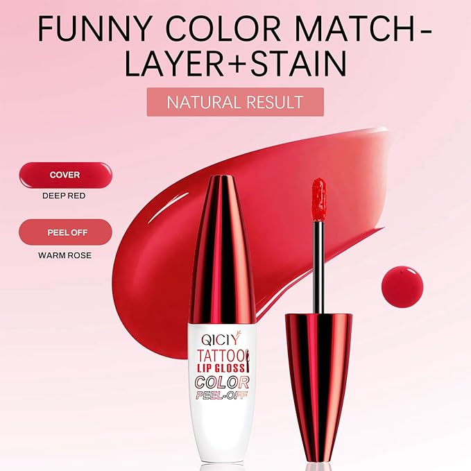 QueenDiary Lip tint Peel Off Lip Stain,Lip Stain Waterproof, Lip Tattoo Peel Off with Matte Finish, Long Lasting, Transfer-proof, Highly Pigmented Color (Romance Stain)-Velvo Beauty