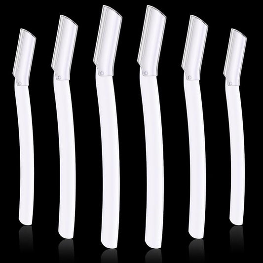 Lasnten 6Pcs Dermaplane Razor Eyebrow Facial Razor for Women Men Single Blade Multipurpose Eyebrow Trimmer Skin Hair Removal Shaver Face Razor Dermaplaning Exfoliating Tool Include Blade Cover(White)-Velvo Beauty