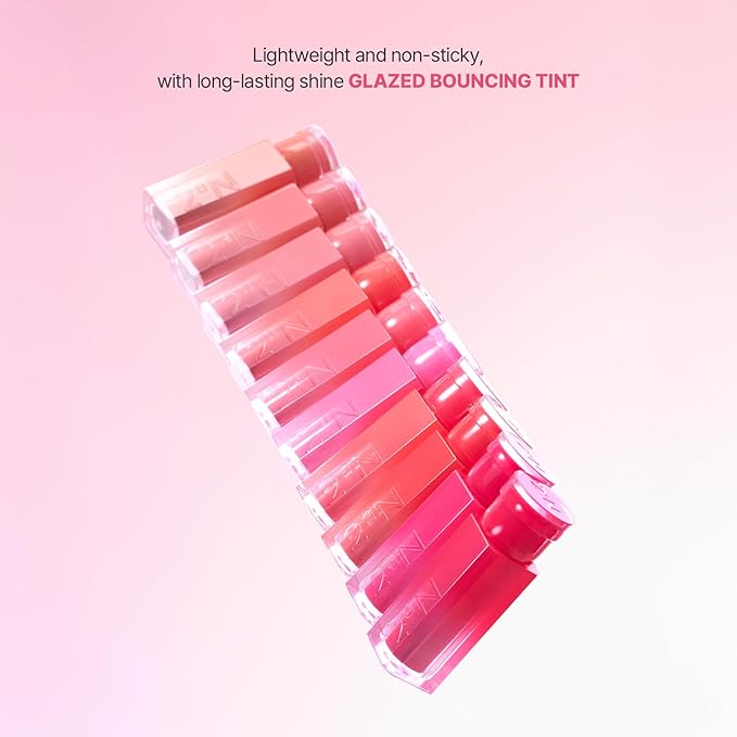 2aN Glaze Bouncing Tint – Lightweight, Moisturizing Lip Tint with High-Shine Finish, Smooth, Light Plumping, Comfortable Wear, Korean Makeup (Berry Shower, 0.16 oz)-Velvo Beauty