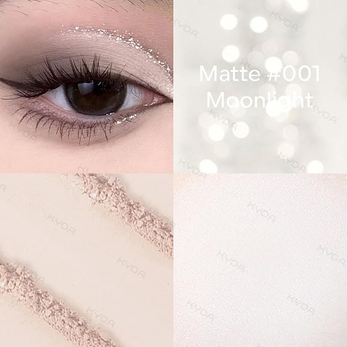 KYDA Single Matte Eyeshadow - Sheer Off White Vanilla, Ultra-fine Lightweight Powder, Brightening Primer, Multiuse Blendable Eyes Makeup, Moonlight-Velvo Beauty