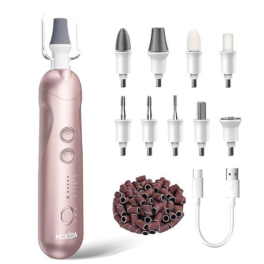 Cordless Electric Nail File Set, Rechargeable Pedicure Tools for feet, Professional Manicure Pedicure Kit 5 Speeds Hand Foot Care Nail Drill for Thick Nail Toenail Cuticle Women Men Pets-Velvo Beauty