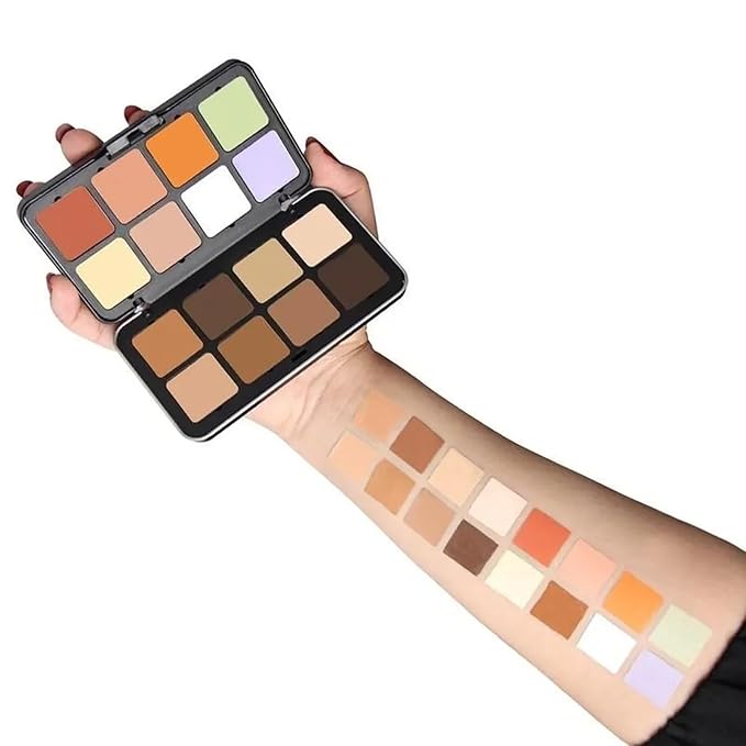 Color Correcting Concealer Palette, Contouring Foundation Creamy Contour Multi-Palette with 8 Makeup Brush Set for Foundation Powder Concealers Eyeshadows Blush Makeup, Vegan, Cruelty Free-Velvo Beauty