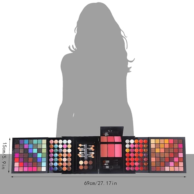 177 Colors Professional Makeup Kit for Women Girls Full Kit Gift Set with Mirror All in One Make up Palette Included Eyeshadow Powder Eye Shadow Gel Lip Gloss Concealer Eyebrow Powder Blush Brushes-Velvo Beauty