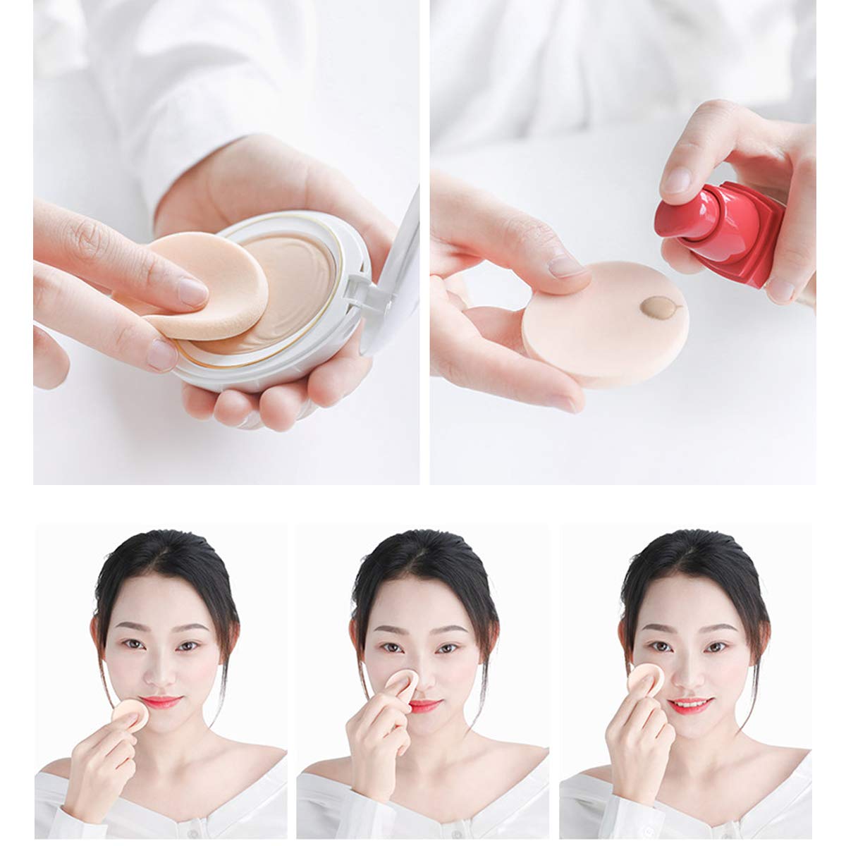 25 Pcs Women's Round Soft Makeup Beauty Eye Face Foundation Blender Facial Smooth Powder Puff Cosmetics Blush Applicators Sponges Use for Dry and Wet-Velvo Beauty