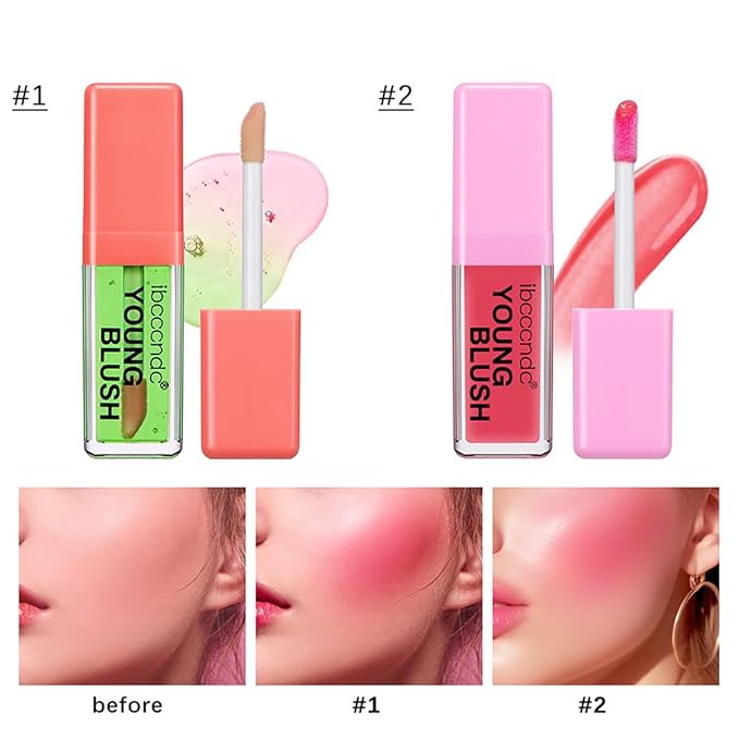 Color Changing Blush Oil, Skin's Natural PH Changing Blush for Dewy, Lightweight & Waterproof & Moisturizing Formula, Lasting Hydrating Rouge for All Skin, Easy To Blend, 6.5ml (Clear Green)-Velvo Beauty