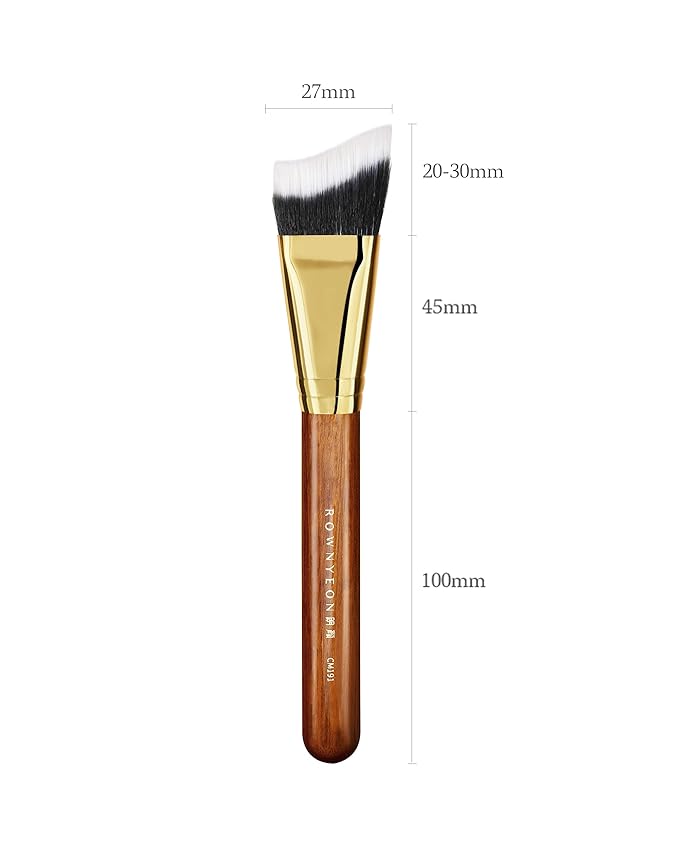Desert Oak Series Terraced Contour Brush - 27mm Dual-Height Design with 5mm Flat Edge & 22mm Slope for Precision Sculpting, Bubinga & Brass (CM 191)-Velvo Beauty