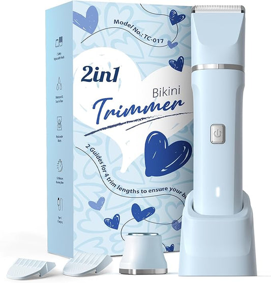 Electric Shaver for Women - Body Hair Trimmer Shaver for Women's Grooming, Wet & Dry Use Groomer, Dusk Razor for Women, Ladies Electric Razors for Legs, Female Trimmer for Private Area, Blue-Velvo Beauty