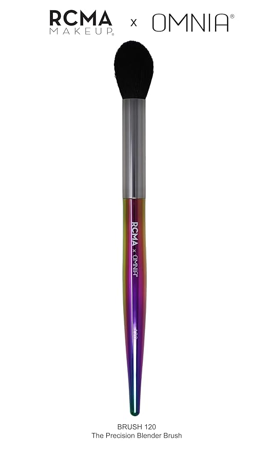 RCMA Makeup x Omnia Professional Makeup Brush 5pc Set, Premium Synthetic Fiber, Iridescent Acrylic Handle, Face Powders, Complexion and Foundation Blending Application Brush set.-Velvo Beauty