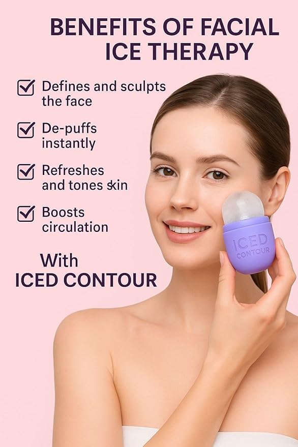 Ice Roller for Face, Ice Face Roller for Eyes, Neck and Cold Therapy for Injuries. Ice Mold for Face Massager, Skin Care. Remove Fine Lines, Shrink Pores, Reduce Acne (Purple)-Velvo Beauty