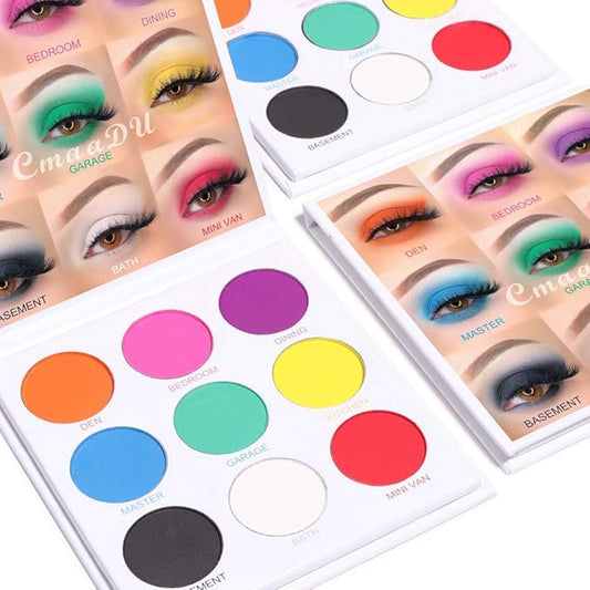 Rainbow Eyeshadow Palette - 9 Colors, High Pigmented, Bright Neon, Waterproof & Natural Finish-Velvo Beauty