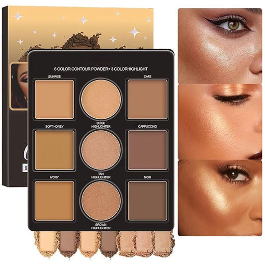 Professional Light Medium Brown Contour Highlight Palette,Multiple Full Coverage Makeup Palet for Correcting, Easy Blending, Long-lasting formula, Sculpt & Highlighting,Matte and Shimmer Finish-9A-Velvo Beauty