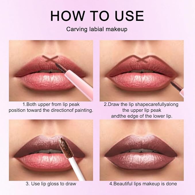evpct Brown Bronze Metallic Glitter Lip Liner and Lipstick Combo Lip Gloss Stain Set Makeup for Women Long Lasting Waterproof 24, Hot Chocolate Metallic Shimmer Frosted Iridescent Liquid Lipstick 08-Velvo Beauty