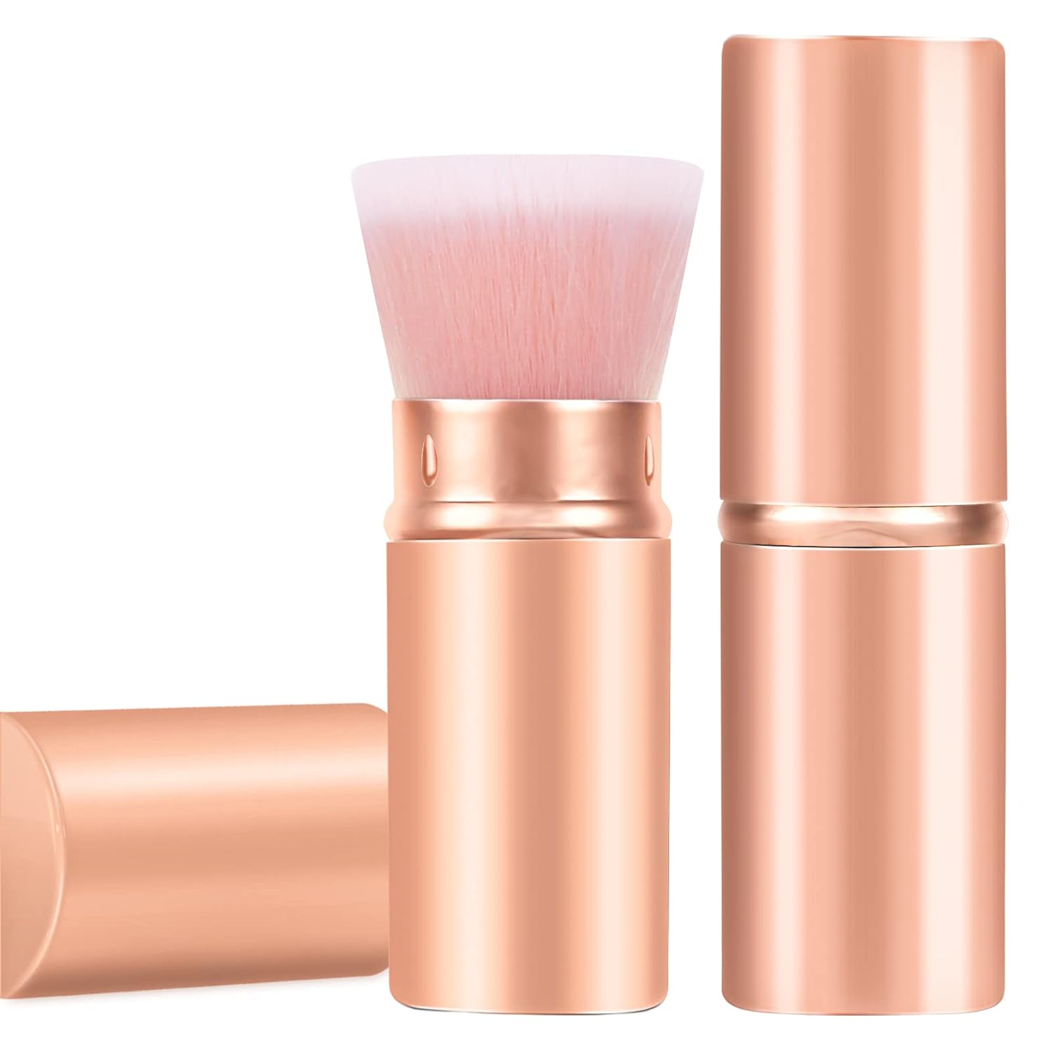 Falliny Retractable Makeup Brushes, Travel Kabuki Powder Foundation Brush, Portable Face Liquid Foundation Sunscreen Brush with Cover for Blending Liquid, Bronzer,Cream or Flawless Powder Cosmetics-Velvo Beauty