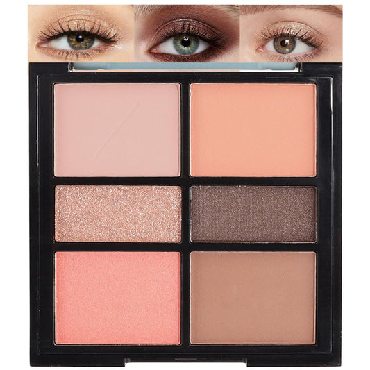6-Color Nude Champange Brown Matte & Shimmer Eyeshadow Palette with Mirror – Highly Pigmented, Long-Lasting Eye Makeup for Artists & Creative Looks (02#)-Velvo Beauty