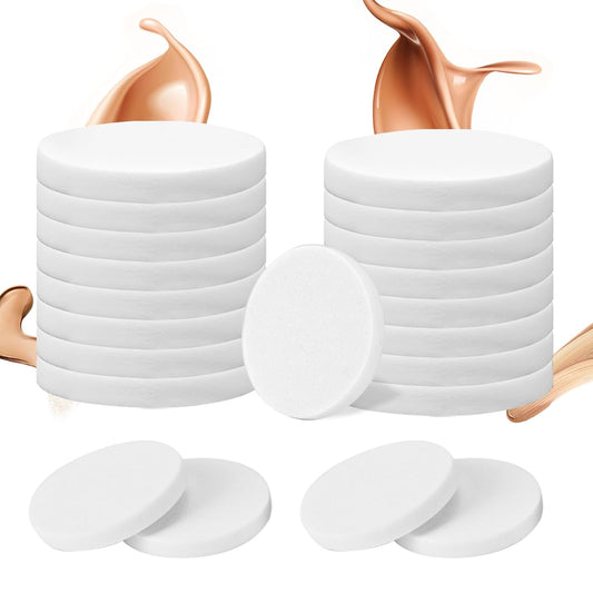 20Pcs White Makeup Sponge Round Make Up Facial Face Soft Sponge Cosmetic Puff Women Lady Beauty Makeup Foundation Powder Puff for All Skin Types Wet and Dry Dual Use-Velvo Beauty