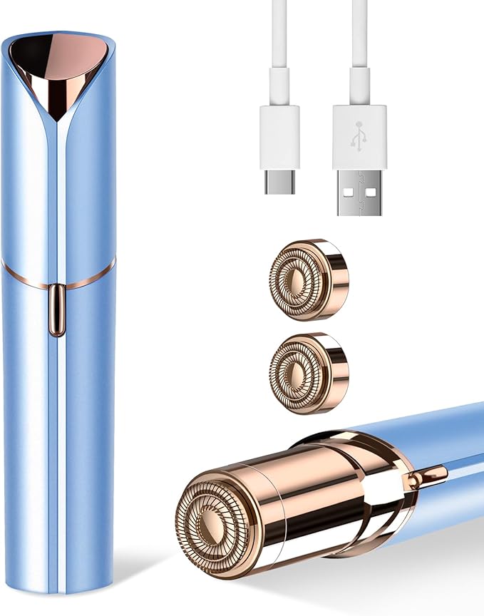 Facial Hair Remover for Women- as Seen on TV Painless Face Shaver -Mini Hair Remover, Electric Razor Shaver Portable Bikini Epilator for Lips, Chin, Armpit, Peach Fuzz, Fingers, Neck, Cheek-Velvo Beauty