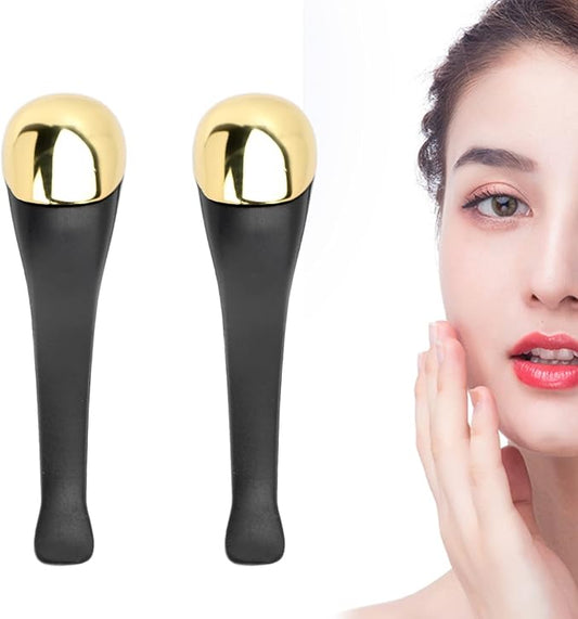 ZJchao Eye Massage Stick, 2pcs Eye Cream Applicator Spatula Metal Face Massage Tool Stick Applicator Wand Sticks Eye Cream Massage Sticks Cosmetics Spoon Massager for Dark Circle Puffiness Reduction-Velvo Beauty