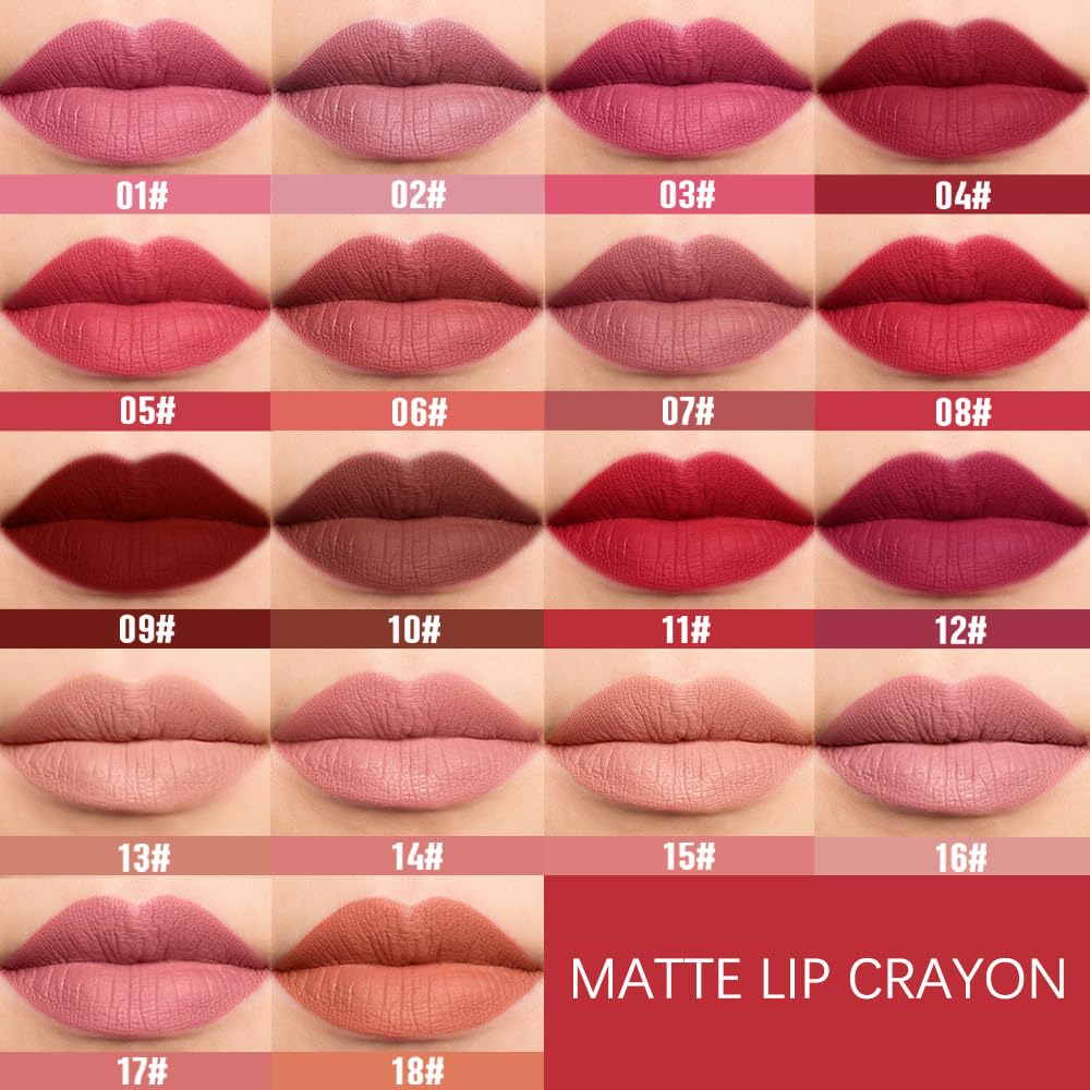 BINGBRUSH Matte Lip Crayon Set – Longwear, Waterproof, Velvet Finish, Built-in Sharpener, Smooth Lip Liner & Gloss (03#+22#, 2 Count (Pack of 1))-Velvo Beauty