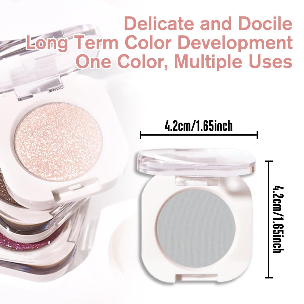 Smoky Gray Matte Eyeshadow Palette for Women, Single Monochrome Eye Shadow Makeup, Shiny Pressed Powder, Blendable Natural sombras para ojos, Holographic,Vegan,Travel -28-Velvo Beauty