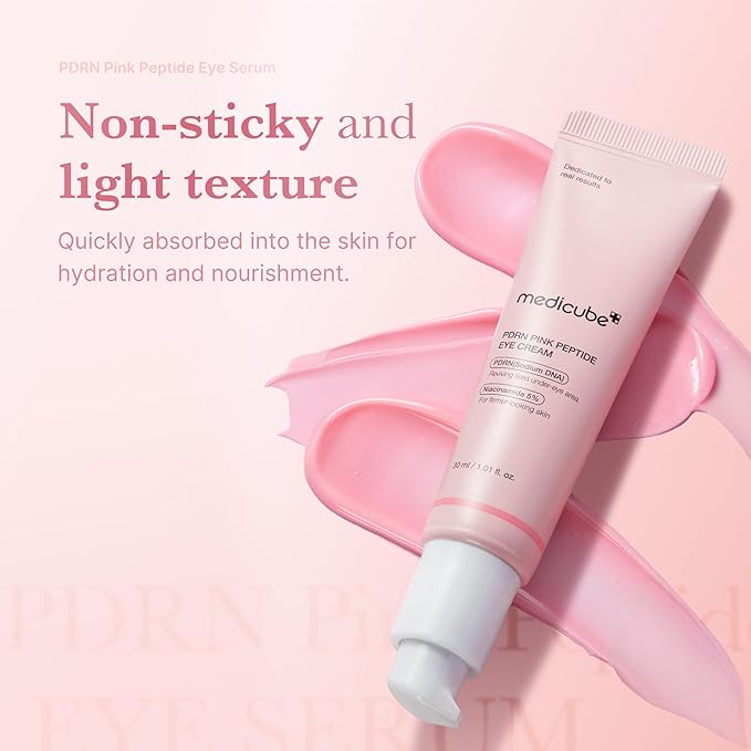 medicube Salmon DNA PDRN Pink Peptide Eye Serum with Niacinamide and 99% Purity Retinol for Fine Lines, Uneven Skin Tone, Korean Skin Care 1.01fl.oz-Velvo Beauty