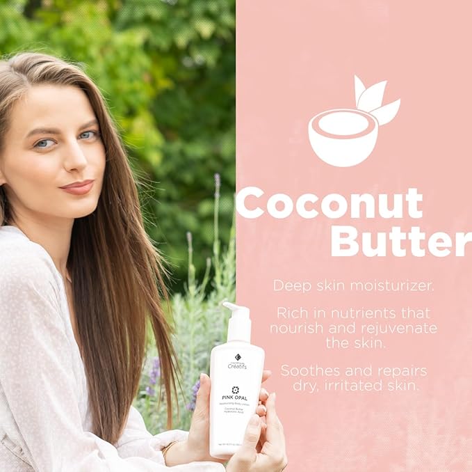 Pink Opal Moisturizing Body Lotion with Coconut Butter and Hyaluronic Acid, 8.5 fl. oz.-Velvo Beauty