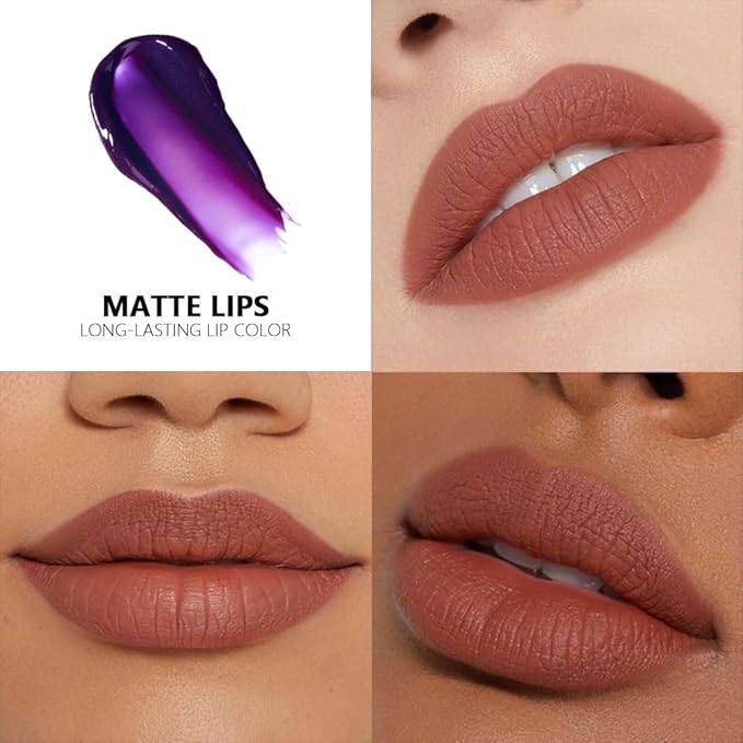 evpct Nude Brown Peel Off Lip Stain Tints, Liquid Lipstick Lip Stain Long Lasting Waterproof for Women, Non-stick Cup Lipstick Peel Off Highly Pigmented Not Faded Smudge-proof Easy to Apply, 04-Velvo Beauty