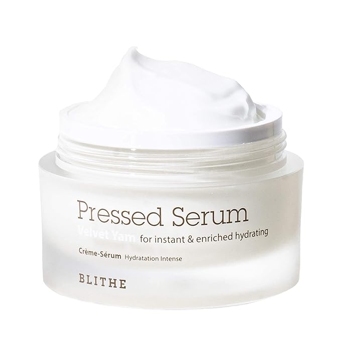BLITHE Pressed Serum 68.79% Wild Yam Moisturizing Serum with Cream Texture for Women, Vegan Mucin Safe for Sensitive Skin, Korean Skincare 1.68 Fl Oz-Velvo Beauty