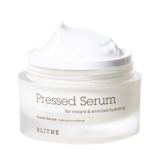 BLITHE Pressed Serum 68.79% Wild Yam Moisturizing Serum with Cream Texture for Women, Vegan Mucin Safe for Sensitive Skin, Korean Skincare 1.68 Fl Oz-Velvo Beauty