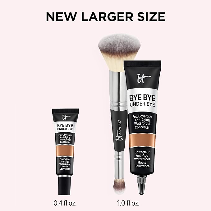 IT Cosmetics Makeup Set - Includes Supersize Bye Bye Under Eye Concealer (40.5 Deep) + Heavenly Luxe Complexion Perfection Concealer Brush (1 fl oz) - with Collagen, Hyaluronic Acid & Antioxidants-Velvo Beauty