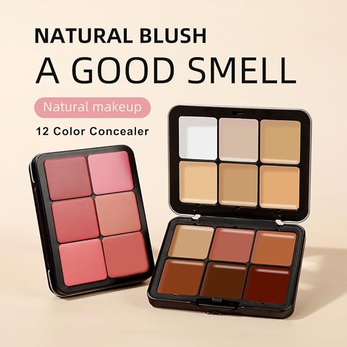 12 Colors Cream Concealer Palette, Long Lasting Full Coverage Correcting Concealer Palette Foundation Camouflage Makeup Contour Palette for or Under Eye Dark Circles, Acne Marks, Facial Spots-Velvo Beauty