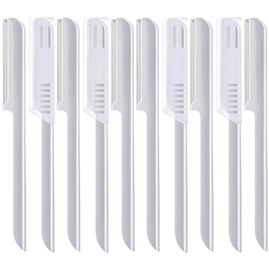 10 Pieces Eyebrow Razor for Women Facial Shaver Razor Brow Shaper Eyebrow Trimmer Dermaplaner Shaping Tool with Cover (Silver)-Velvo Beauty