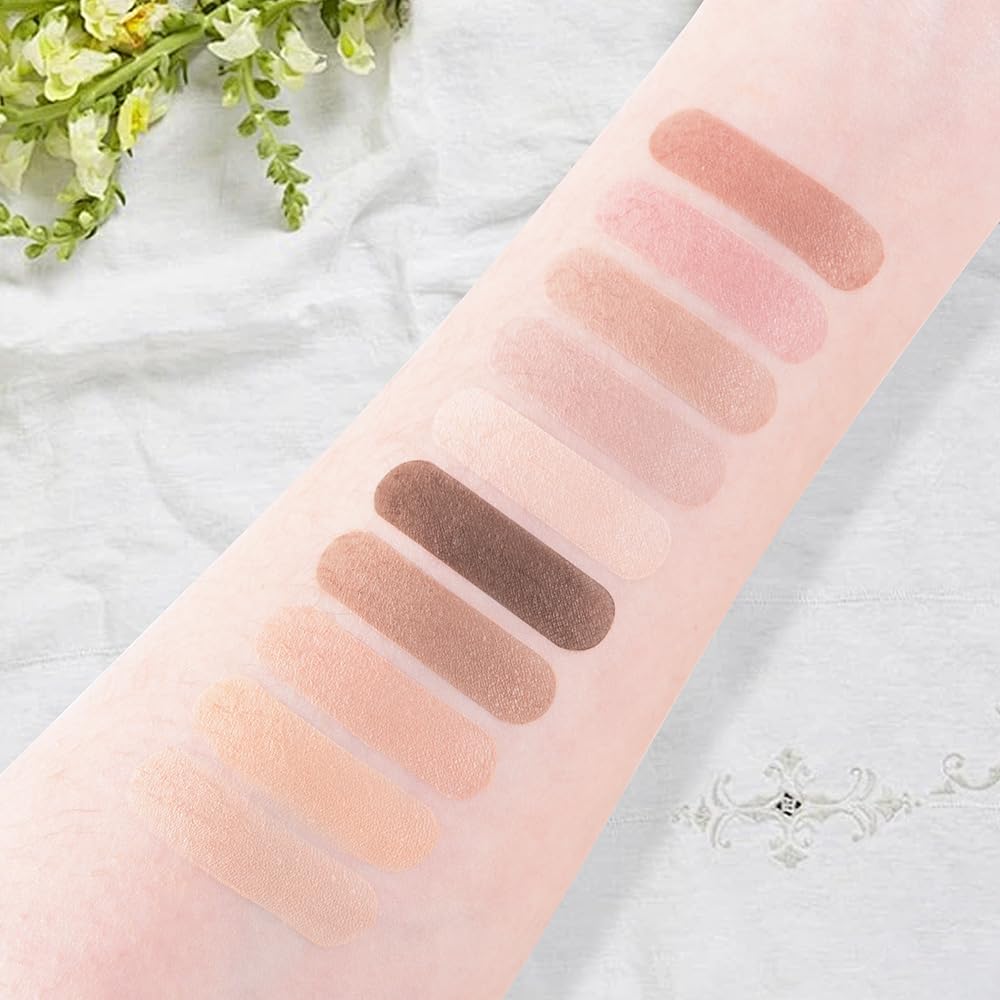 10 Color Matte Neutral Eyeshadow Palette - Nude Naked Beige Brown Shades, Blendable Long-Lasting, Vegan Cruelty-Free Natural Nude Eye Shadow Palette for Women, Professional Makeup Looks-Velvo Beauty