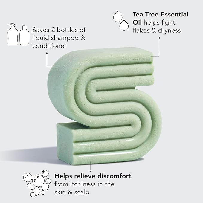 Kitsch Tea Tree & Mint Shampoo Bar - Anti Dandruff Shampoo for Itchy Scalp and All Hair Types - Natural Hair Shampoo Bar with Mint - Vegan Hair Care, Paraben & Sulfate Free, Made in USA - 3.2oz-Velvo Beauty
