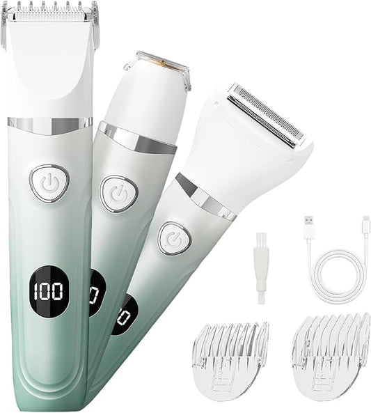 RUIM Bikini Trimmer for Women, 3-in-1 Electric Razors for Women, Waterproof Rechargeable Pubic Hair Trimmer with LED Display-Velvo Beauty