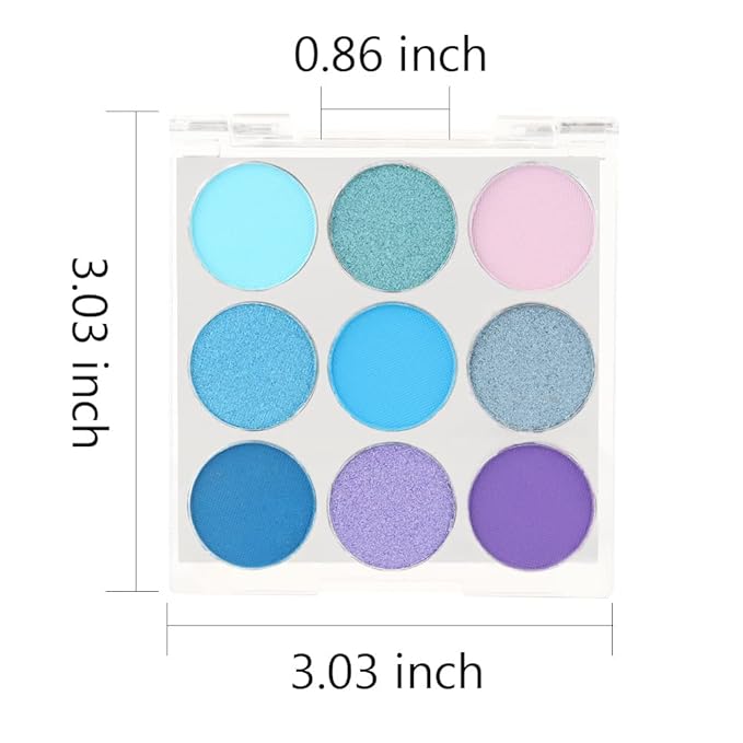 9 Colors Shimmer Matte Blue Eyeshadow Palette.Highly Pigmented Light Blue Eyeshadow Dark Blue Eye shadow Paleta.Blendability Shiny Matte Blue Makeup Powder Palet.paleta de sombras de ojos azul-Velvo Beauty